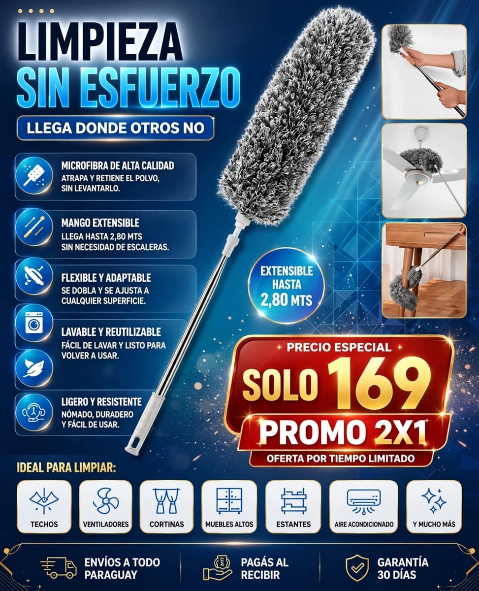 Magic Clean® | Plumero Extensible de Microfibra 2x1