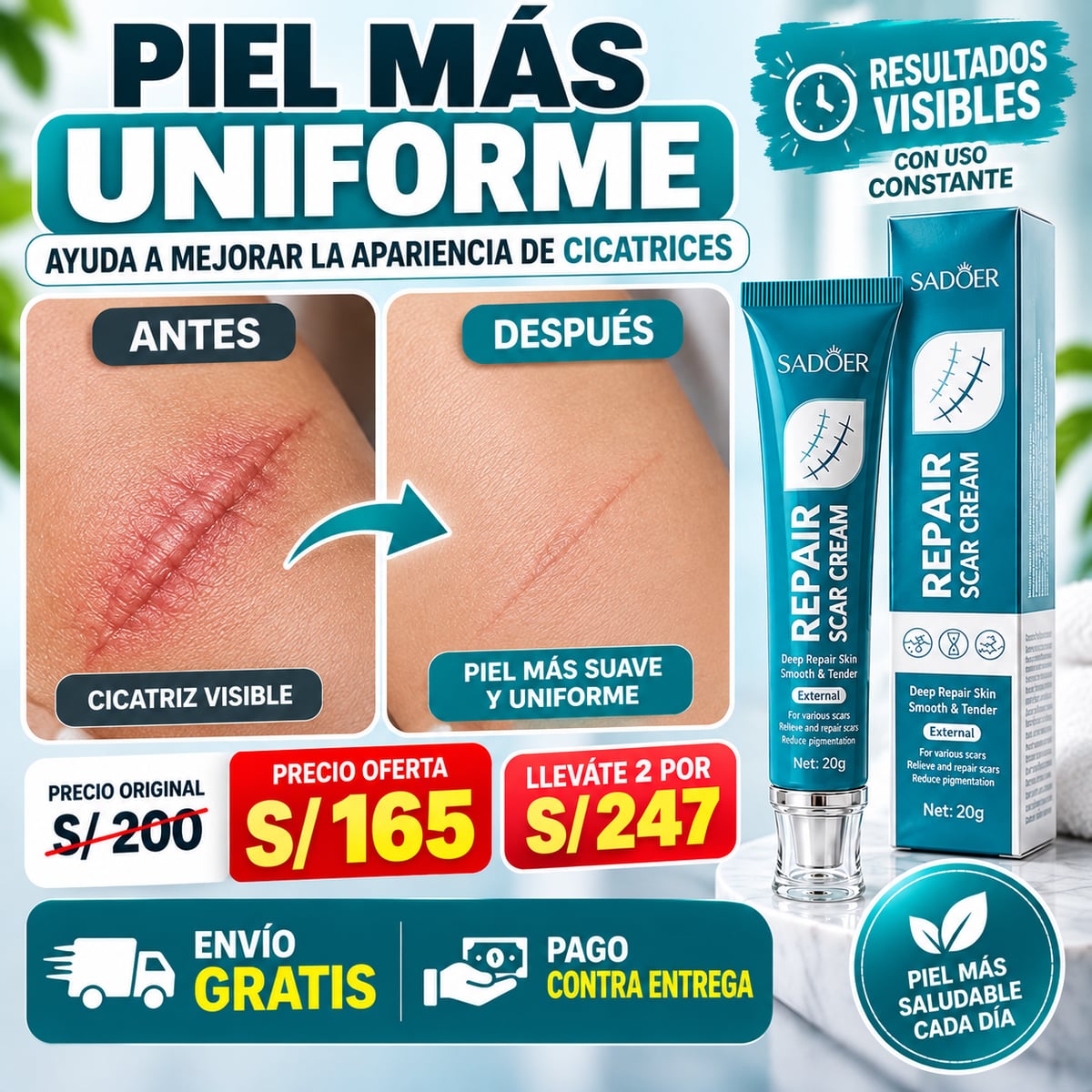 SADOER Repair Scar Cream | Crema para Marcas y Cicatrices