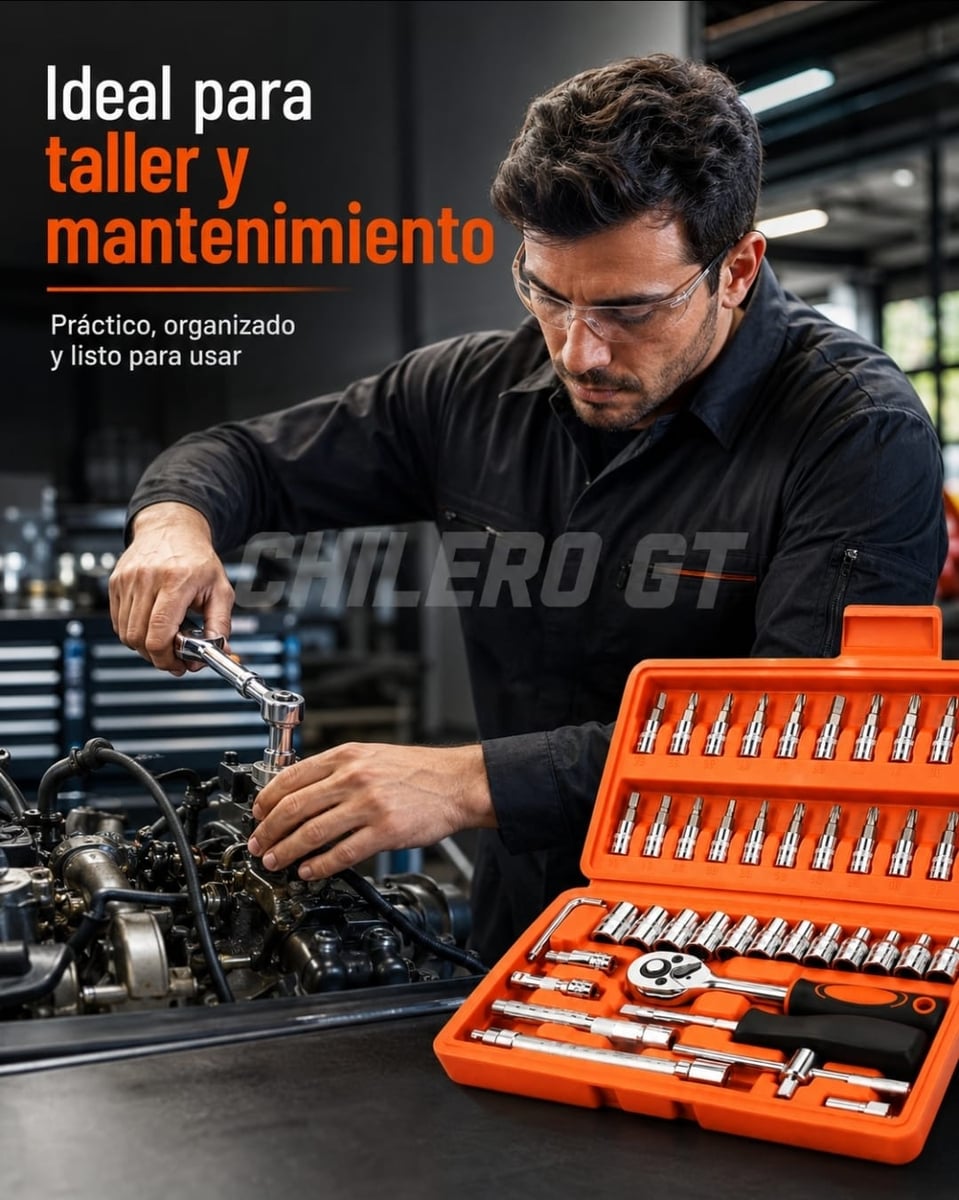 Set Profesional de Llaves de Dado 46 Piezas – Todo en un Solo Kit