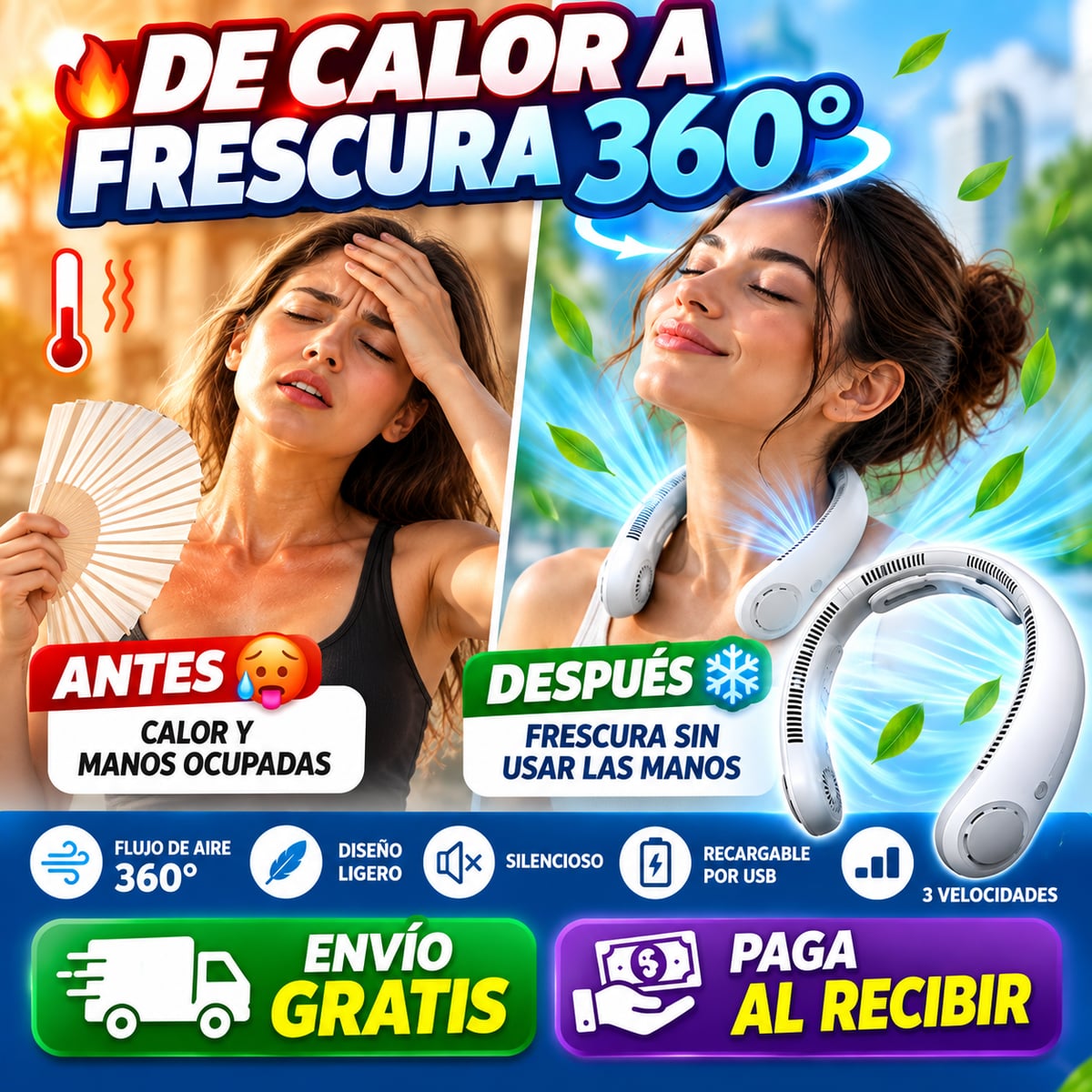 ❄️ FRESCURA 360° SIN MANOS - CON EL VENTILADOR DE CUELLO