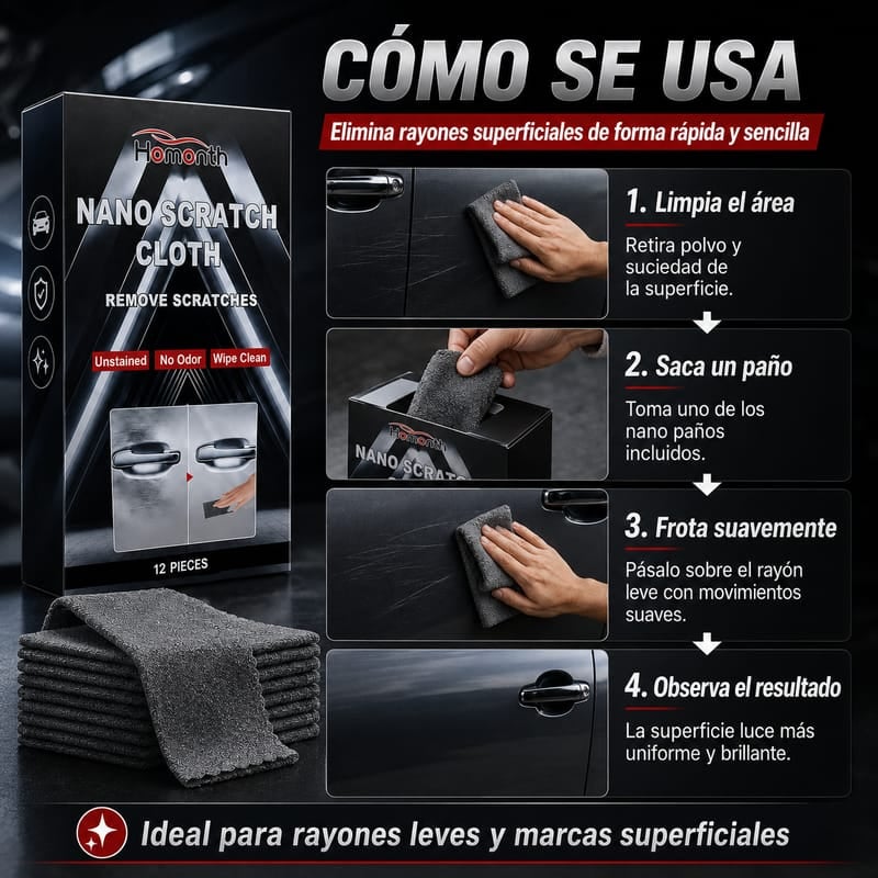 Nano Scratch Cloth™ Elimina Rayones y Recupera el Brillo de Tu Auto en Minutos
