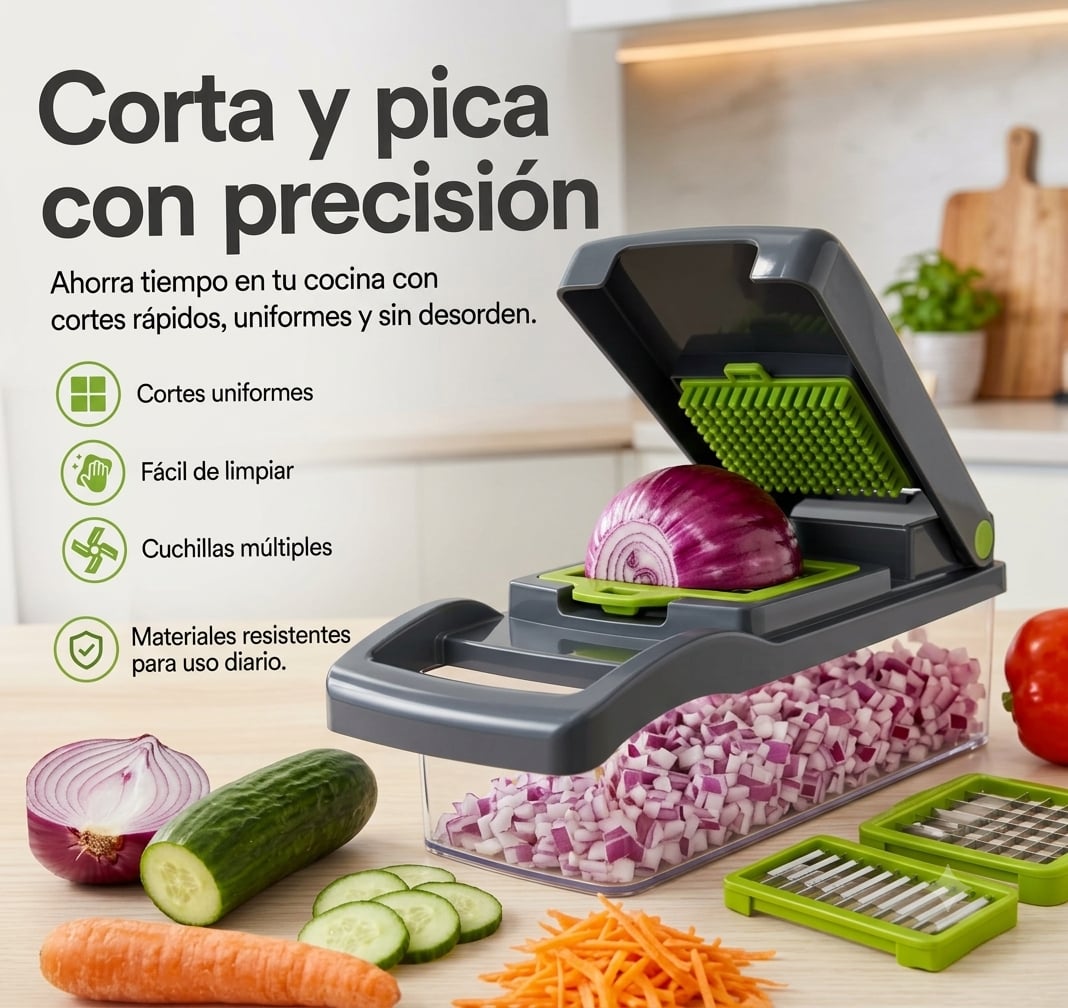 PICADOR 10 EN 1 MULTIFUNCIONAL Multiples Moldes para rallar, cortes en cubos, juliana y mucho más