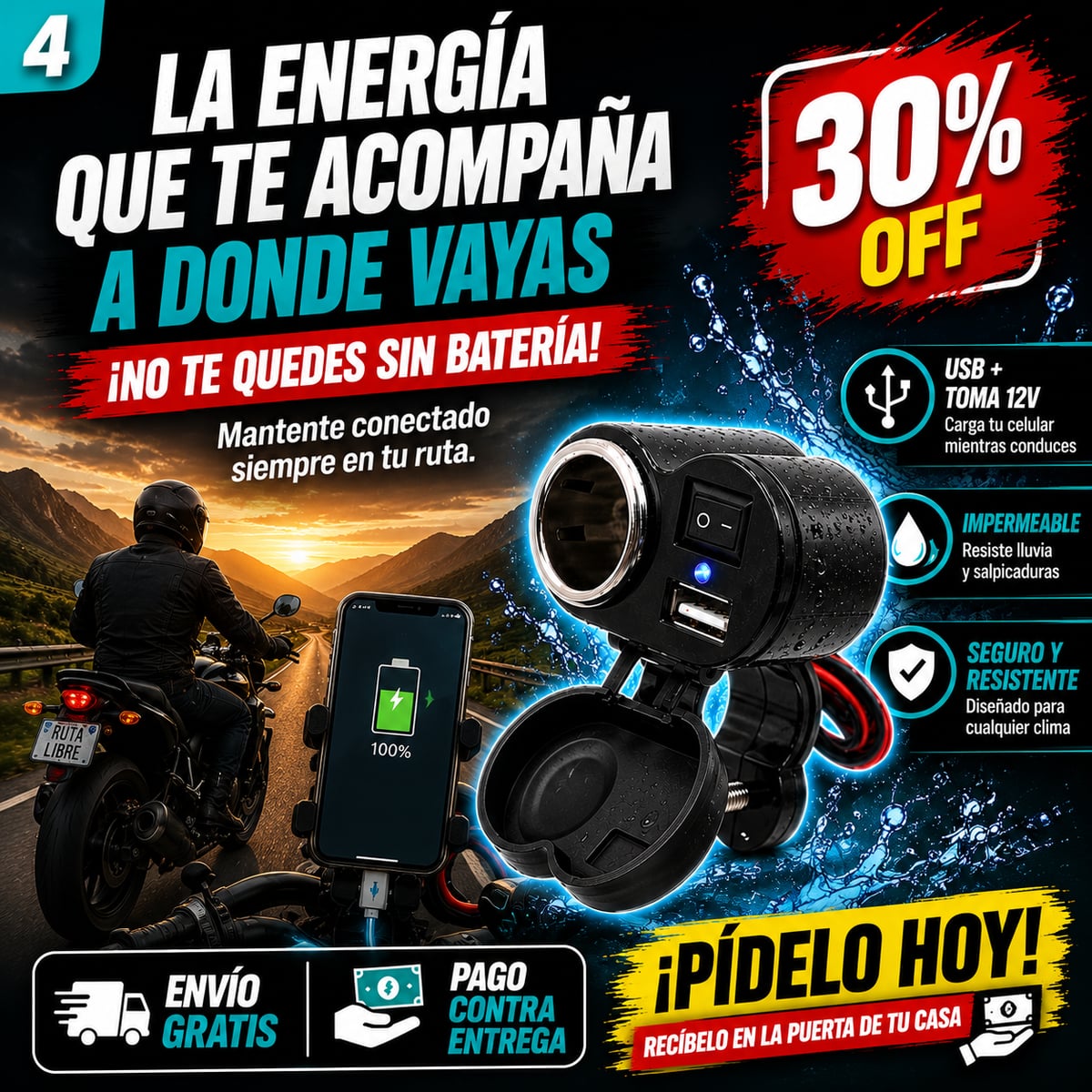 Kinetic Voltaje //Cargador de celular para Motos *Oferta del dia