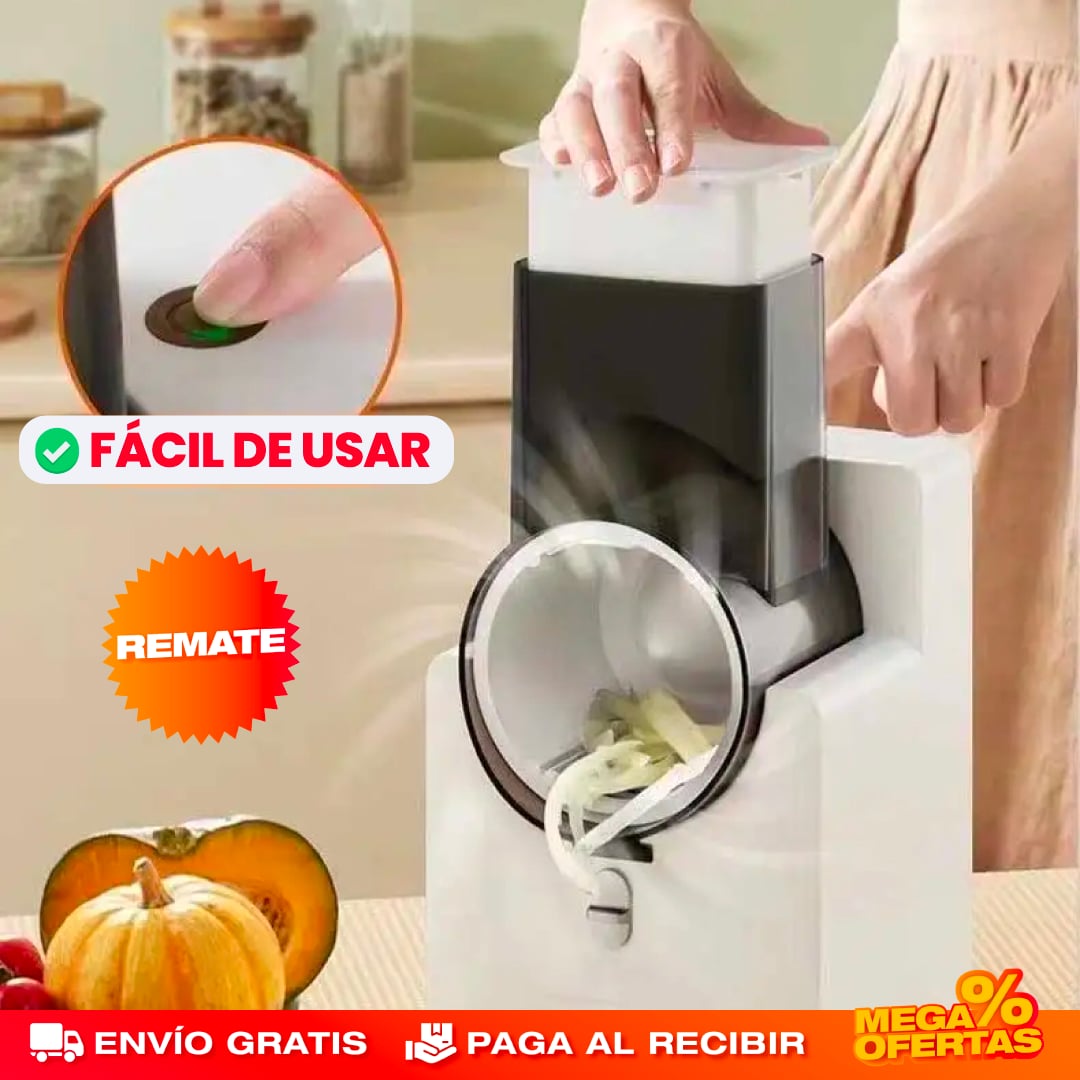 Rallador de Verduras Eléctrico 3 en 1 – Ralla y Pica en Segundos Sin Esfuerzo