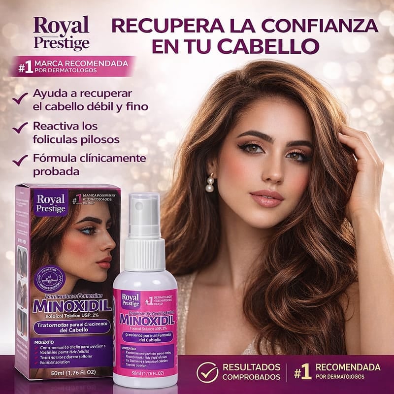Minoxidil - Detén la caída del cabello y recupéralo más grueso y fuerte desde la raíz.