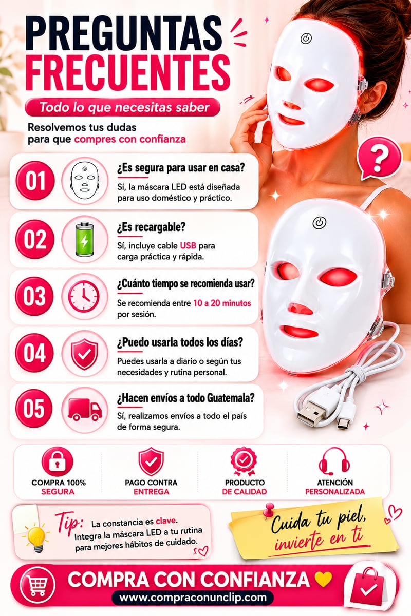 Mascara de tratamiento Facial Led + ENVIO GRATIS