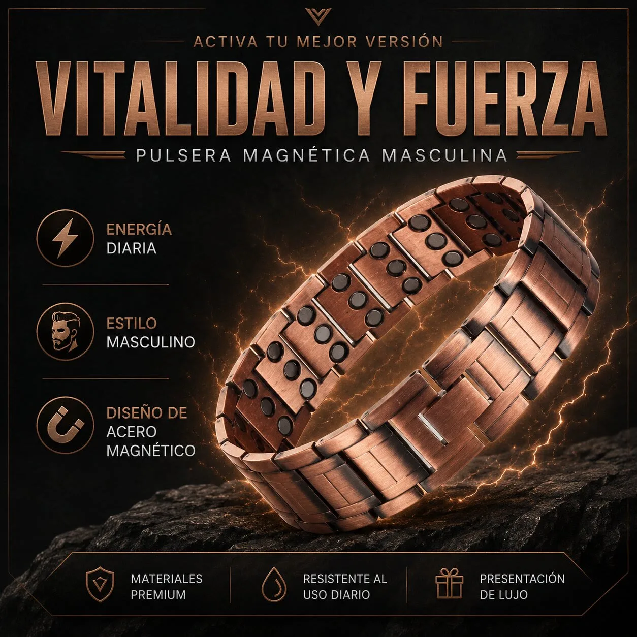 Pulsera magnética de cobre FORZA para hombre