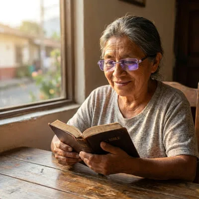 Leyendo la Biblia con los lentes