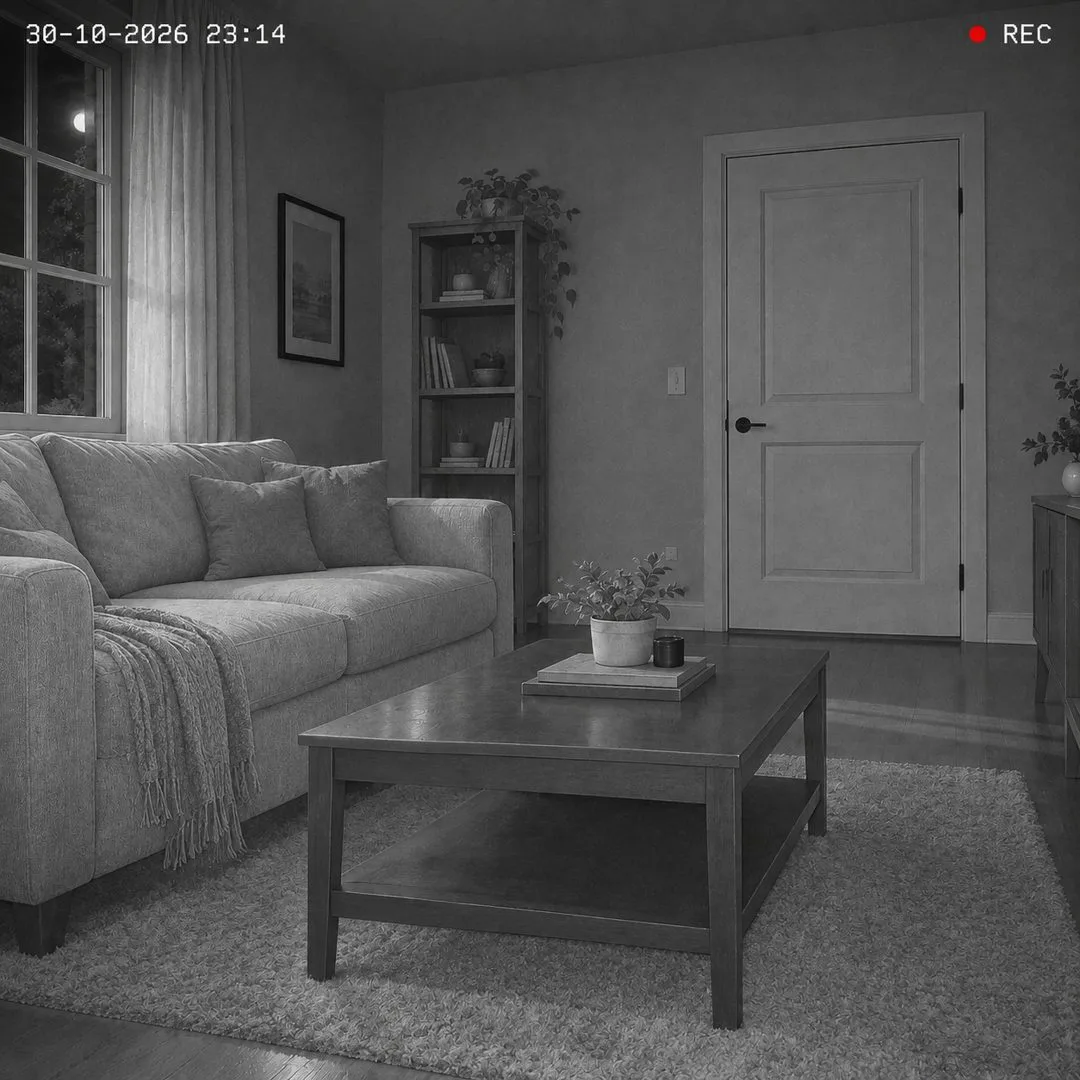 Con visión nocturna: la sala se ve con claridad